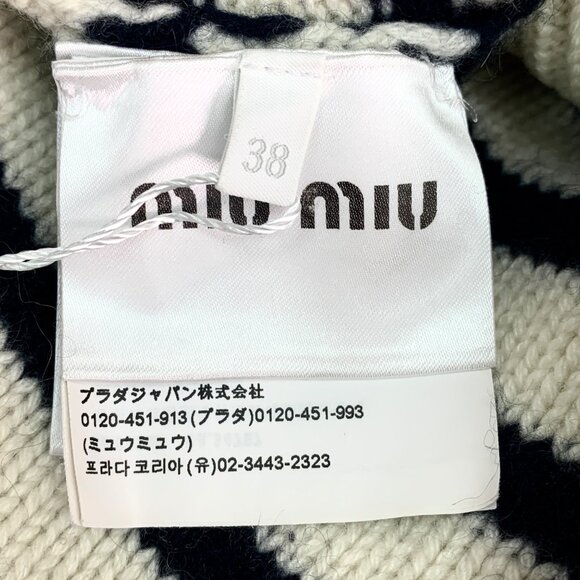 Miu Miu 2022 Stripe Single-Breasted Button Navy Collar Long Sleeve Knit Card - Picture 7 of 8